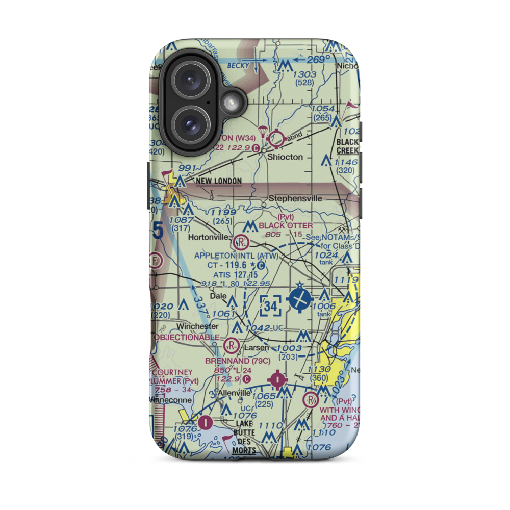 Rocket City Airport (WI22) VFR Sectional  Tough iPhone Case iPhone 16 Plus model shown