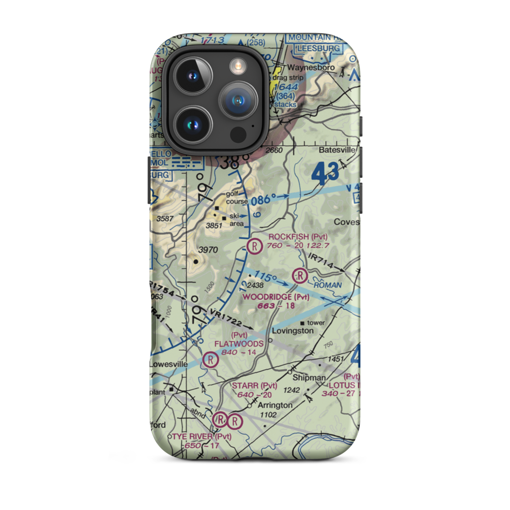 Rockfish Airport (VG22) VFR Sectional  Tough iPhone Case iPhone 16 Pro Max model shown