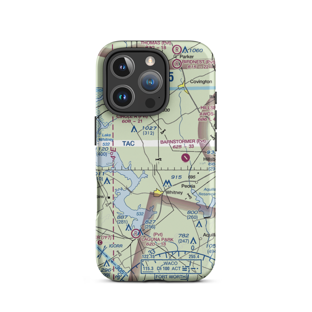 Rocking A Airport (78TE) VFR Sectional  Tough iPhone Case iPhone 16 Pro model shown