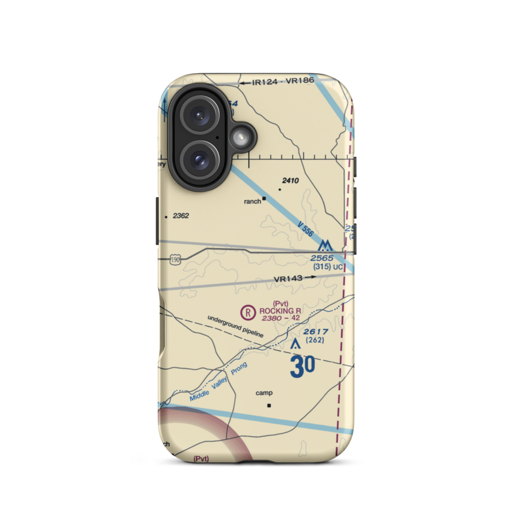 Rocking R Ranch Airport (6TA0) VFR Sectional  Tough iPhone Case iPhone 16 model shown