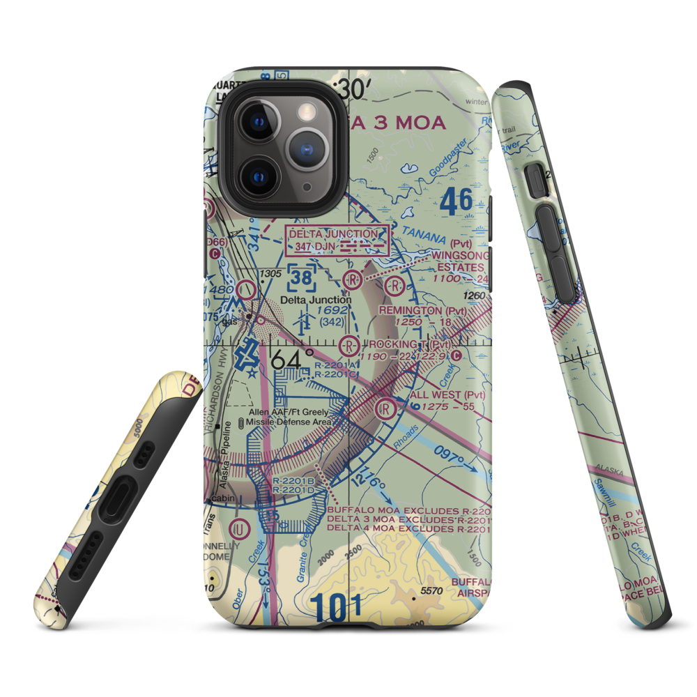 Rocking T. Ranch Airport (11AK) VFR Sectional  Tough iPhone Case iPhone 11 Pro model shown