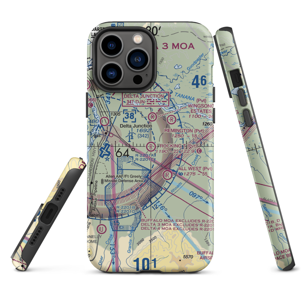 Rocking T. Ranch Airport (11AK) VFR Sectional  Tough iPhone Case iPhone 13 Pro Max model shown