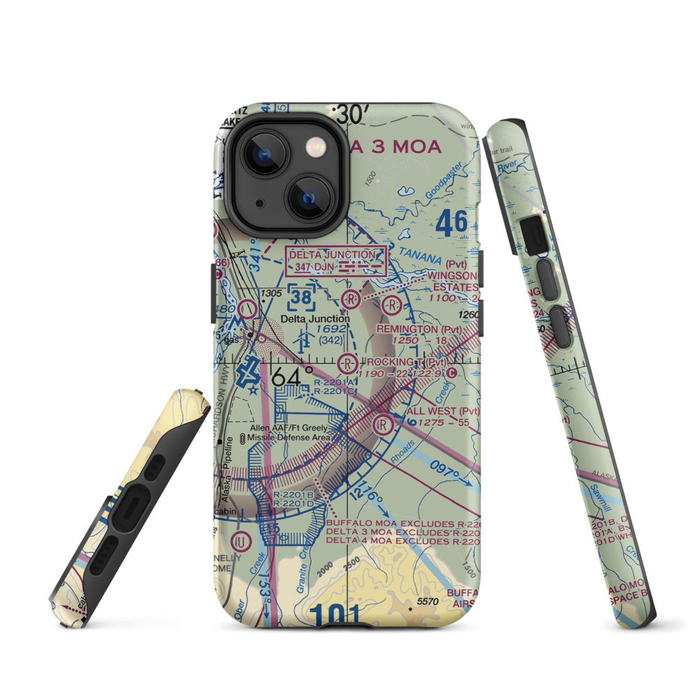 Rocking T. Ranch Airport (11AK) VFR Sectional  Tough iPhone Case iPhone 14 model shown