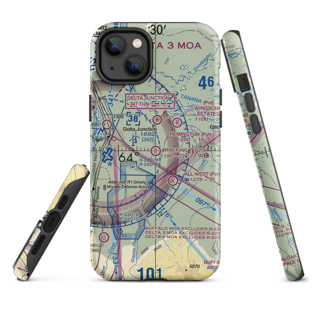 Rocking T. Ranch Airport (11AK) VFR Sectional  Tough iPhone Case iPhone 14 Plus model shown