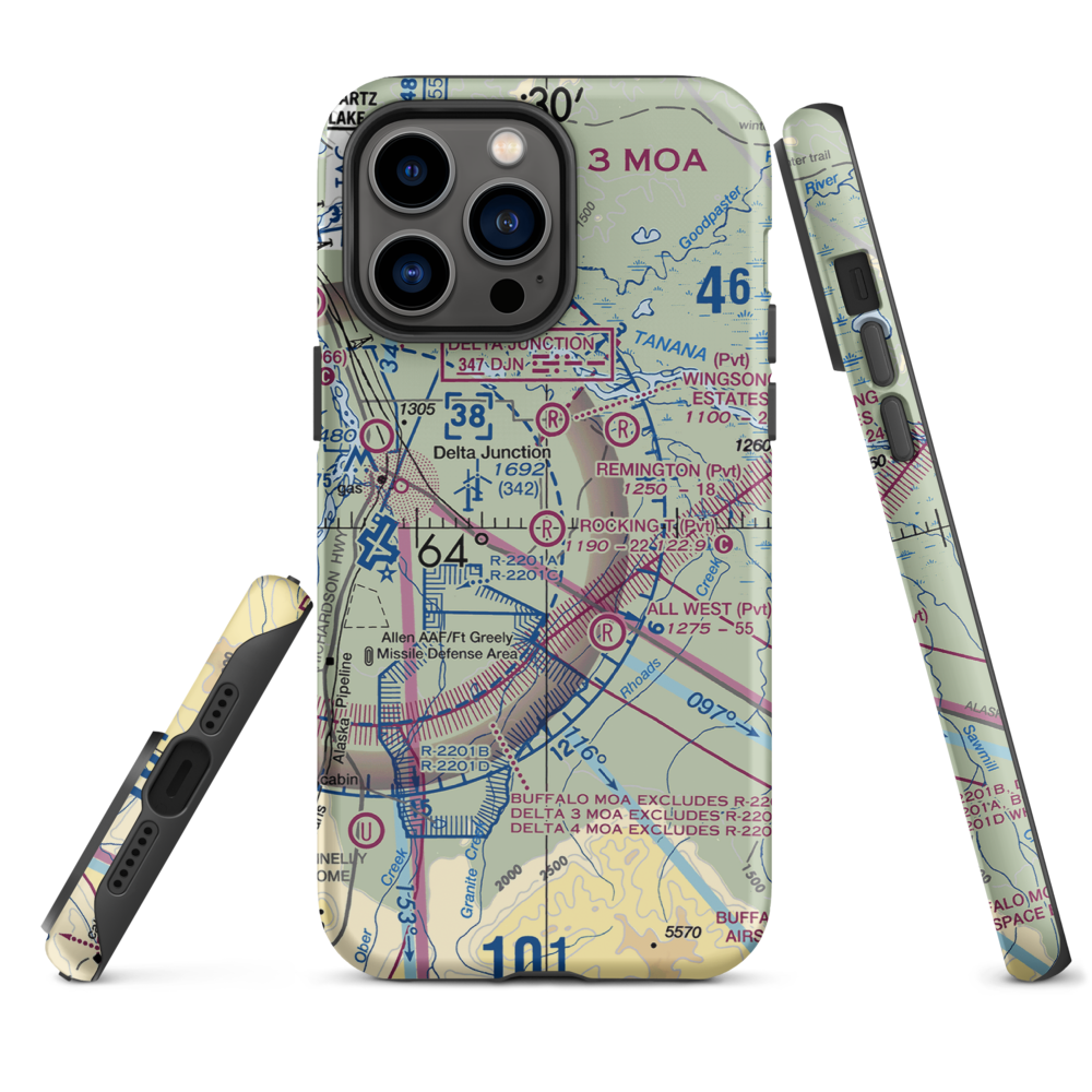 Rocking T. Ranch Airport (11AK) VFR Sectional  Tough iPhone Case iPhone 14 Pro Max model shown