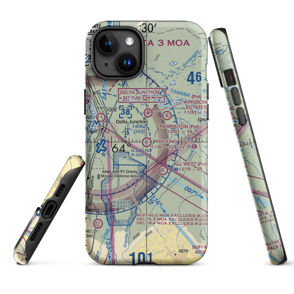 Rocking T. Ranch Airport (11AK) VFR Sectional  Tough iPhone Case iPhone 15 Plus model shown