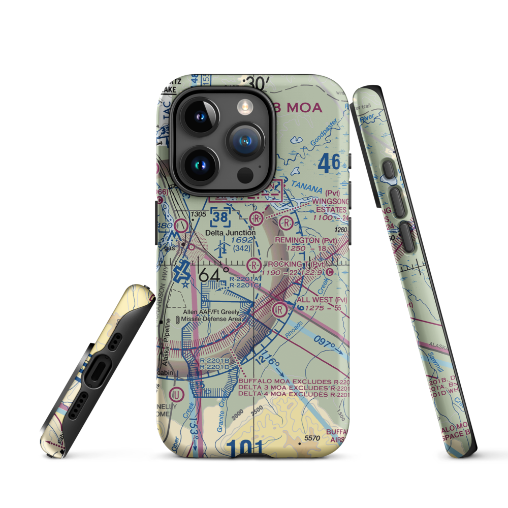 Rocking T. Ranch Airport (11AK) VFR Sectional  Tough iPhone Case iPhone 15 Pro model shown