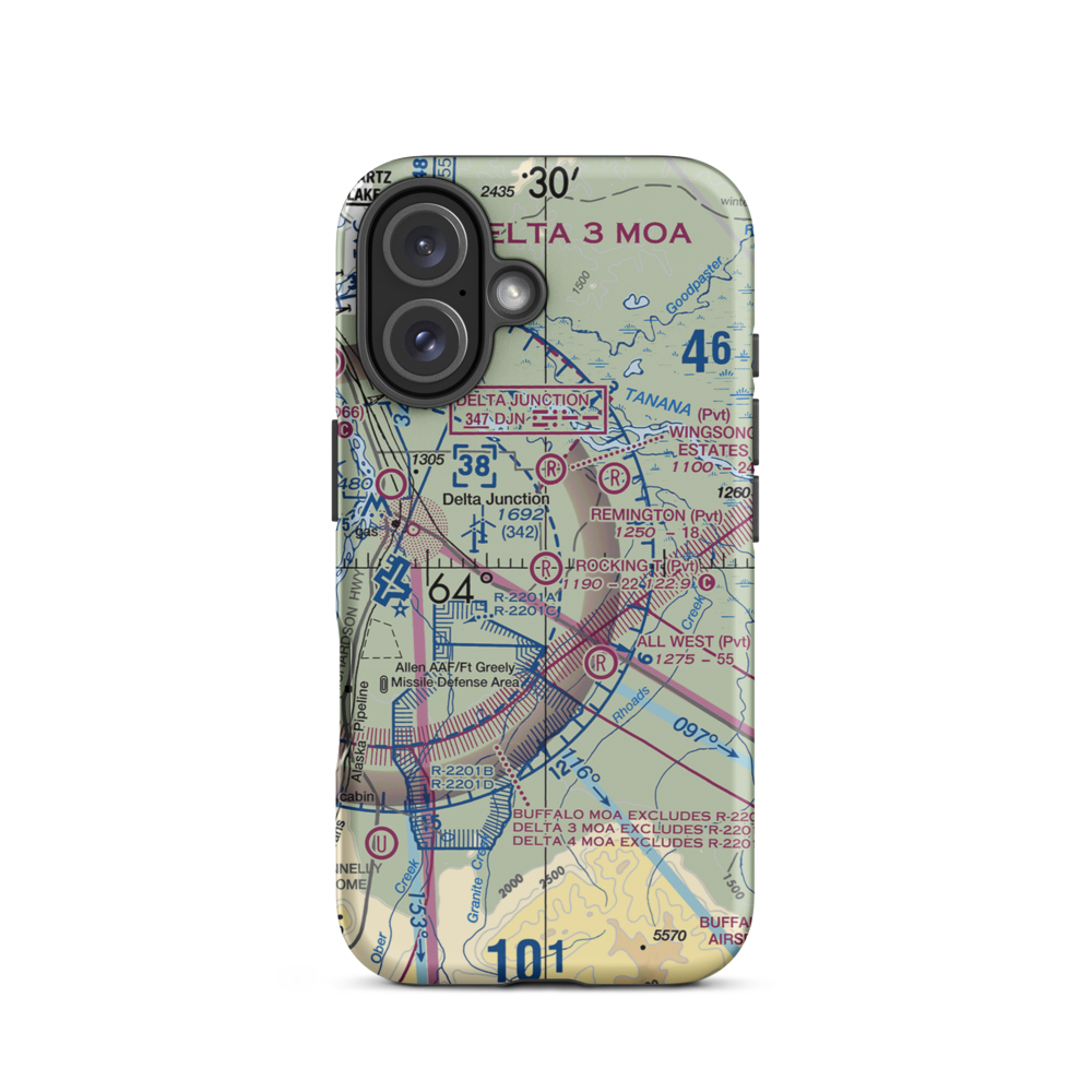 Rocking T. Ranch Airport (11AK) VFR Sectional  Tough iPhone Case iPhone 16 model shown