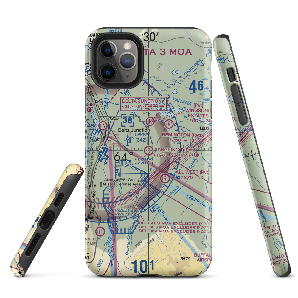 Rocking T. Ranch Airport (11AK) VFR Sectional  Tough iPhone Case iPhone 11 Pro Max model shown