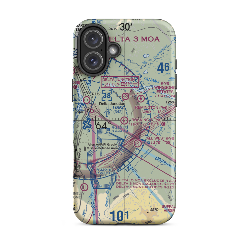 Rocking T. Ranch Airport (11AK) VFR Sectional  Tough iPhone Case iPhone 16 Plus model shown
