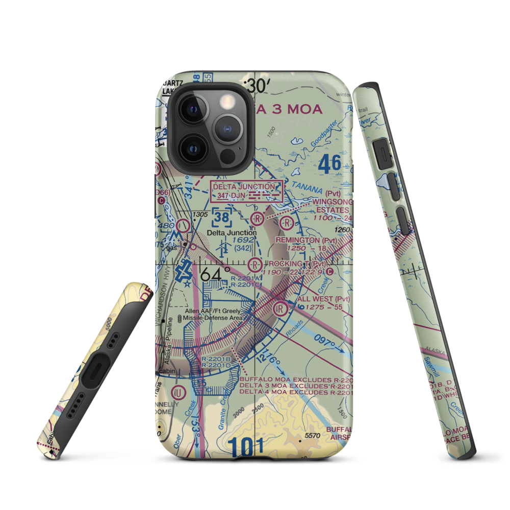 Rocking T. Ranch Airport (11AK) VFR Sectional  Tough iPhone Case iPhone 12 Pro model shown