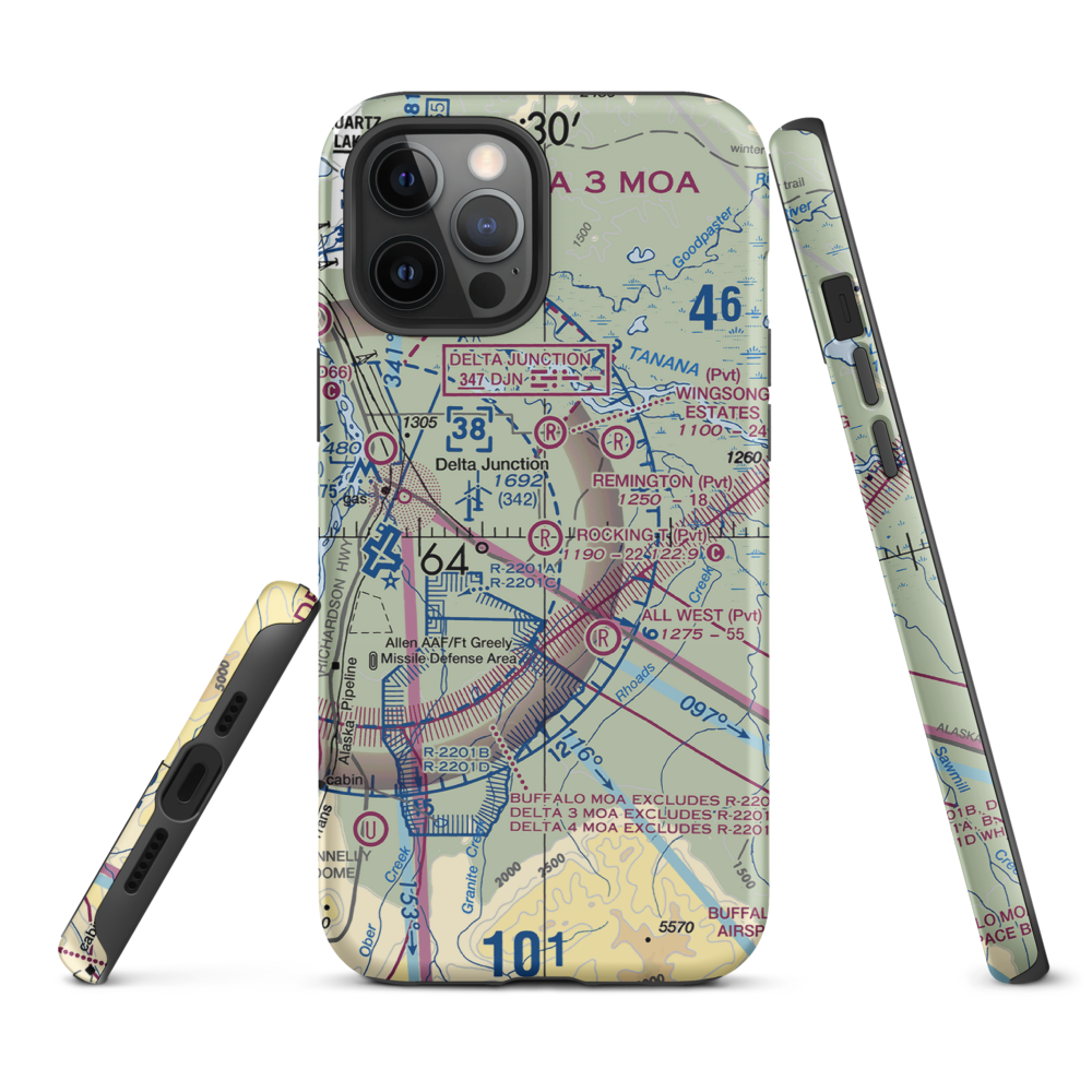 Rocking T. Ranch Airport (11AK) VFR Sectional  Tough iPhone Case iPhone 12 Pro Max model shown