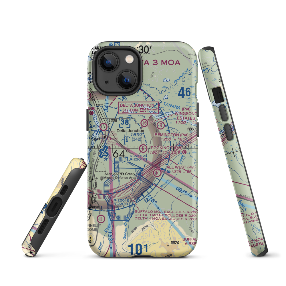 Rocking T. Ranch Airport (11AK) VFR Sectional  Tough iPhone Case iPhone 13 model shown