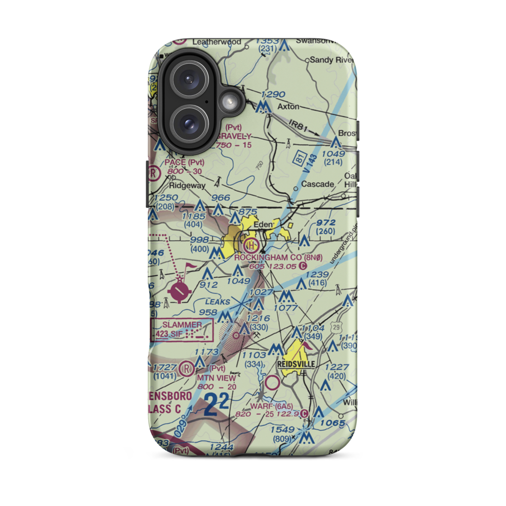 Rockingham County Heliport (8N0) VFR Sectional  Tough iPhone Case iPhone 16 Plus model shown