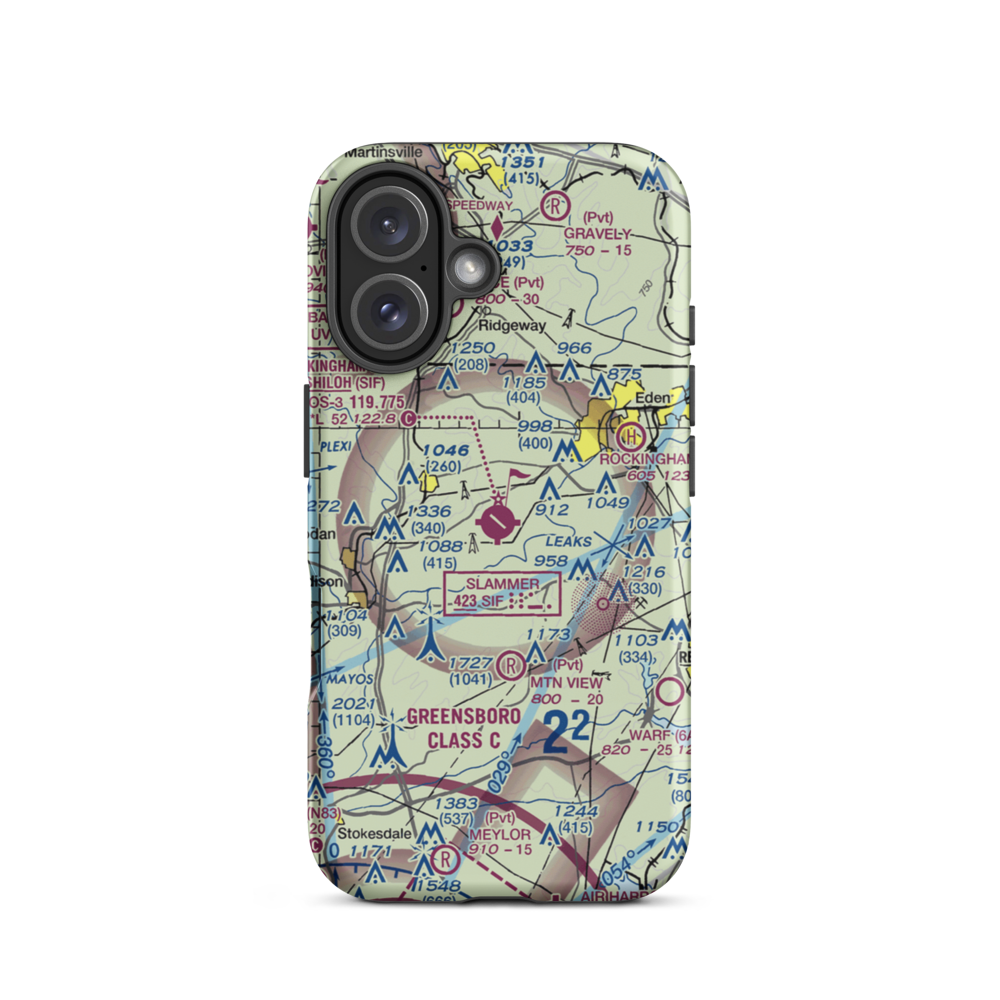 Rockingham County NC Shiloh Airport (SIF) VFR Sectional  Tough iPhone Case iPhone 16 model shown