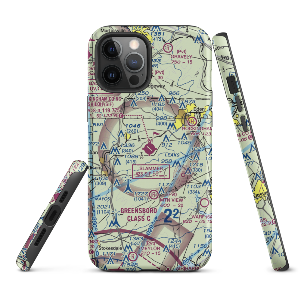Rockingham County NC Shiloh Airport (SIF) VFR Sectional  Tough iPhone Case iPhone 12 Pro Max model shown