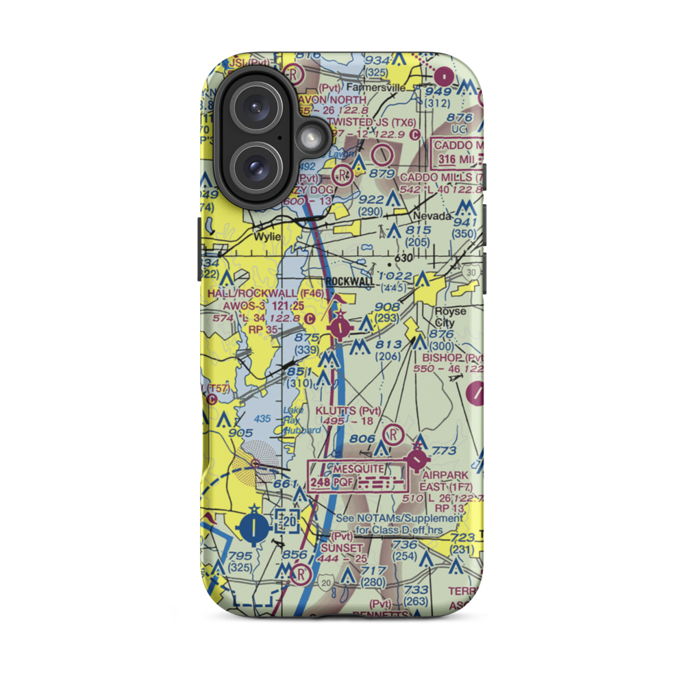 Rockwall Municipal Airport (F46) VFR Sectional  Tough iPhone Case iPhone 16 Plus model shown