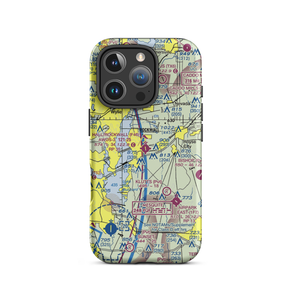 Rockwall Municipal Airport (F46) VFR Sectional  Tough iPhone Case iPhone 16 Pro model shown