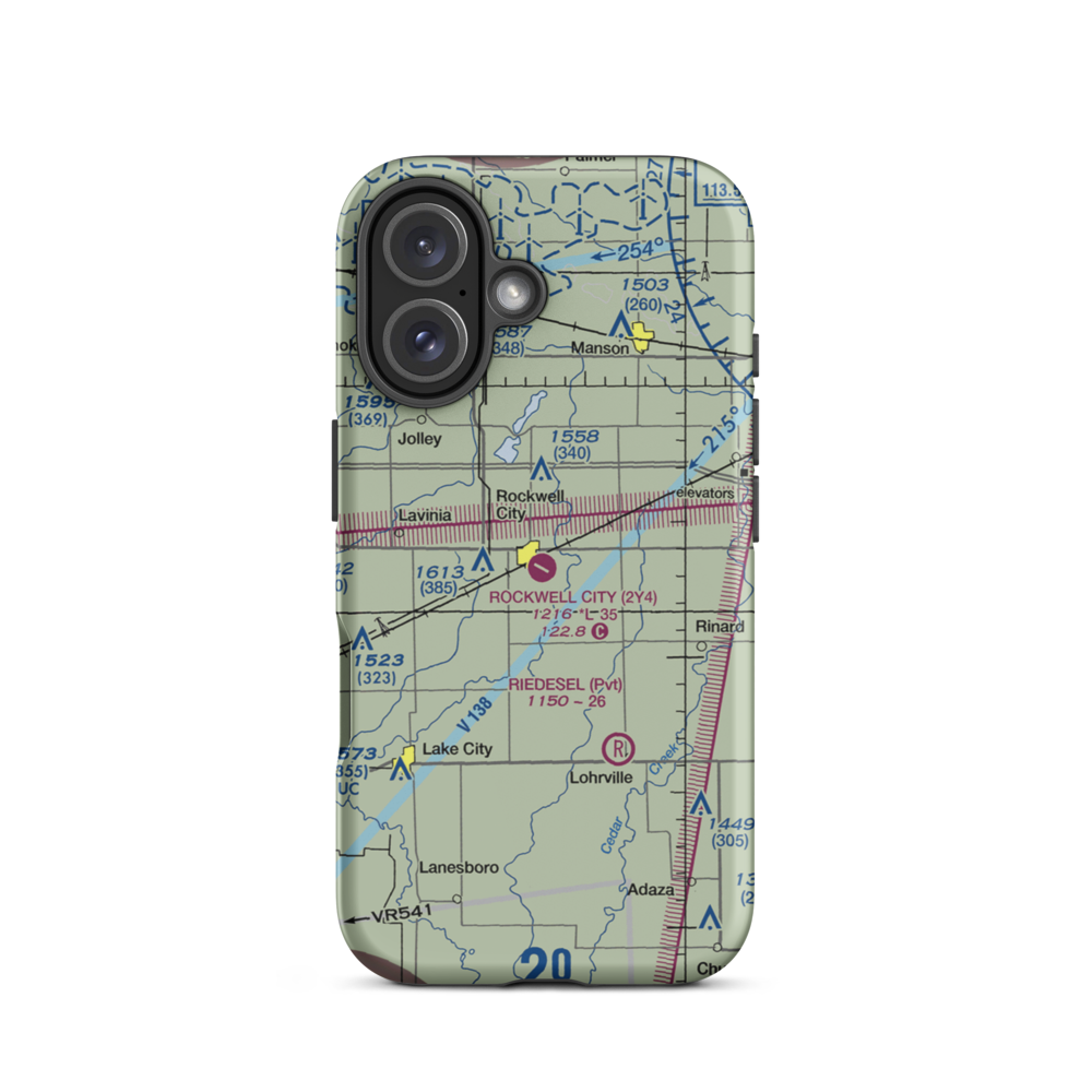 Rockwell City Municipal Airport (2Y4) VFR Sectional  Tough iPhone Case iPhone 16 model shown