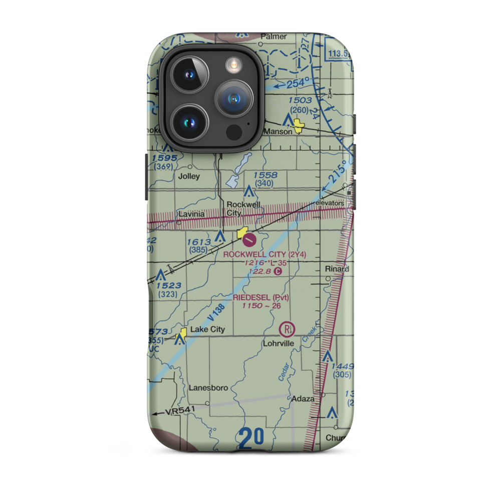 Rockwell City Municipal Airport (2Y4) VFR Sectional  Tough iPhone Case iPhone 16 Pro Max model shown