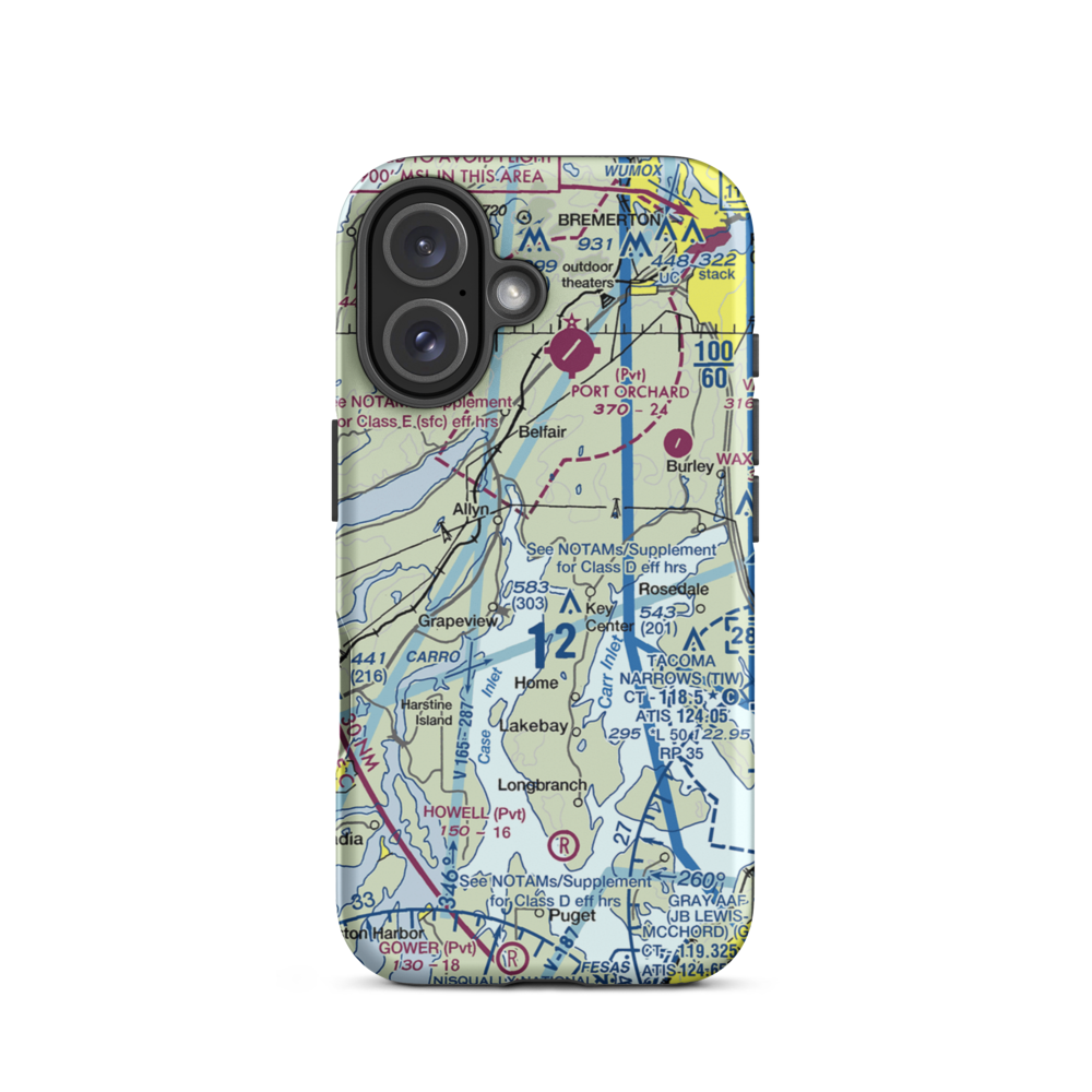 Rocky Bay Airport (WT77) VFR Sectional  Tough iPhone Case iPhone 16 model shown