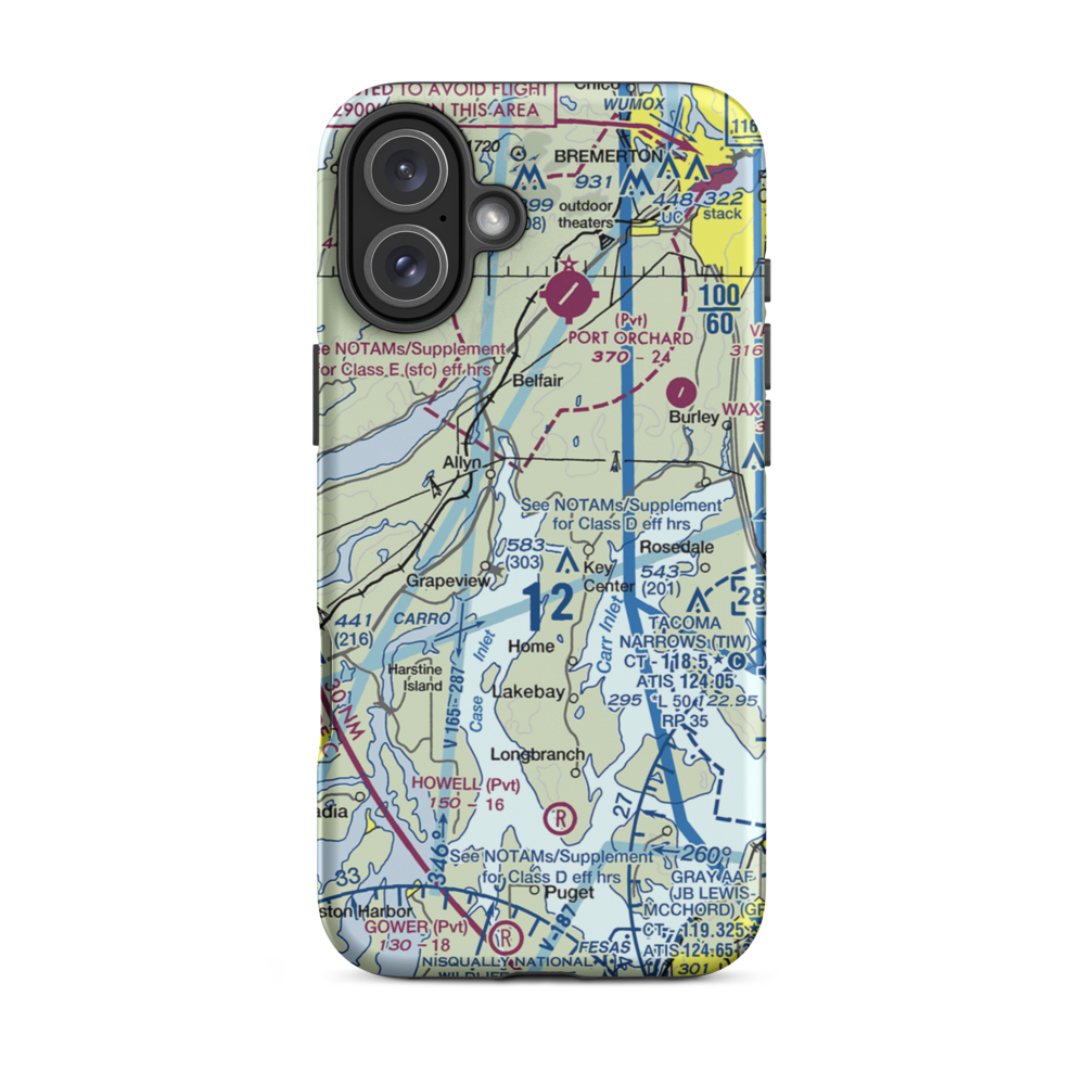 Rocky Bay Airport (WT77) VFR Sectional  Tough iPhone Case iPhone 16 Plus model shown