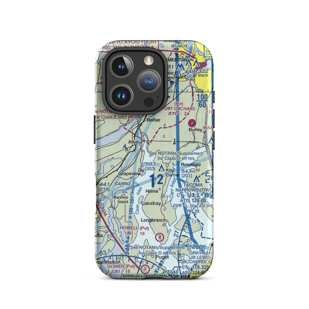 Rocky Bay Airport (WT77) VFR Sectional  Tough iPhone Case iPhone 16 Pro model shown