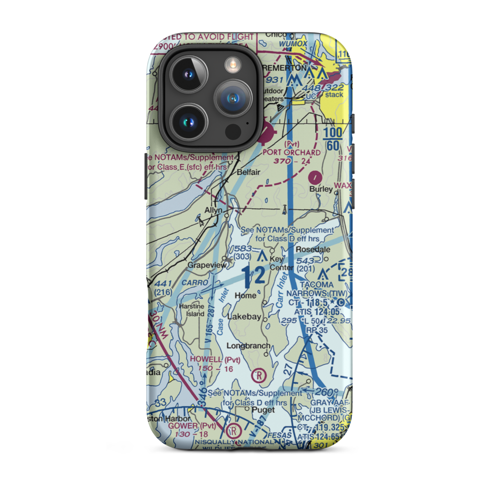 Rocky Bay Airport (WT77) VFR Sectional  Tough iPhone Case iPhone 16 Pro Max model shown