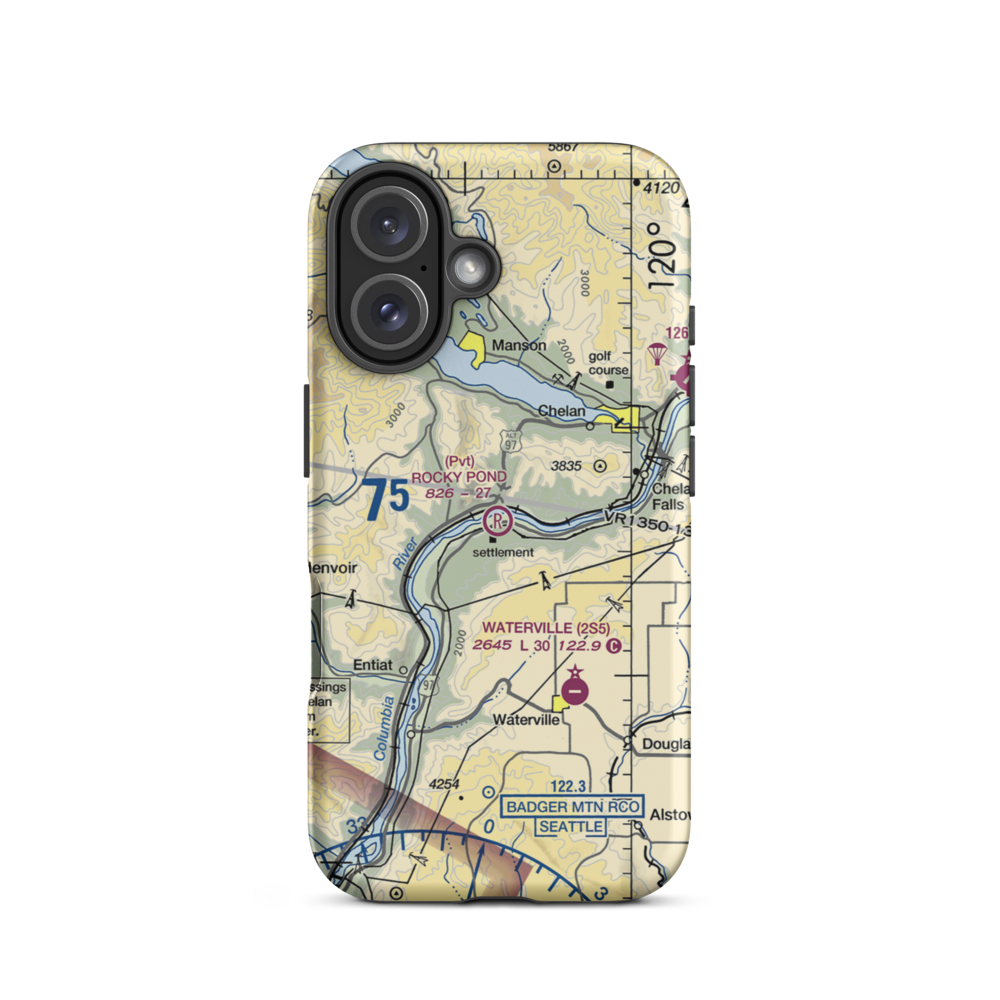 Rocky Pond Airstrip (13WA) VFR Sectional  Tough iPhone Case iPhone 16 model shown