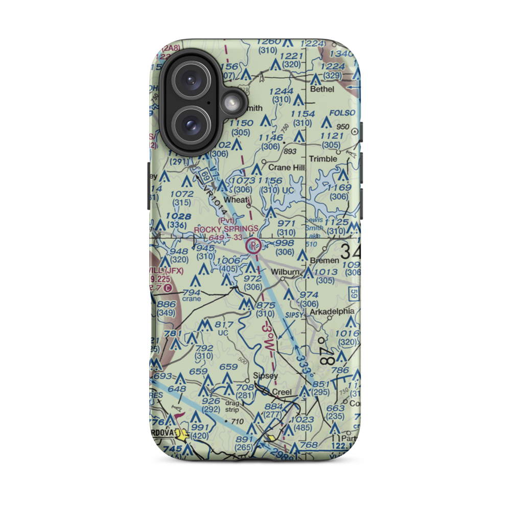 Rocky Springs Airpark (AL30) VFR Sectional  Tough iPhone Case iPhone 16 Plus model shown