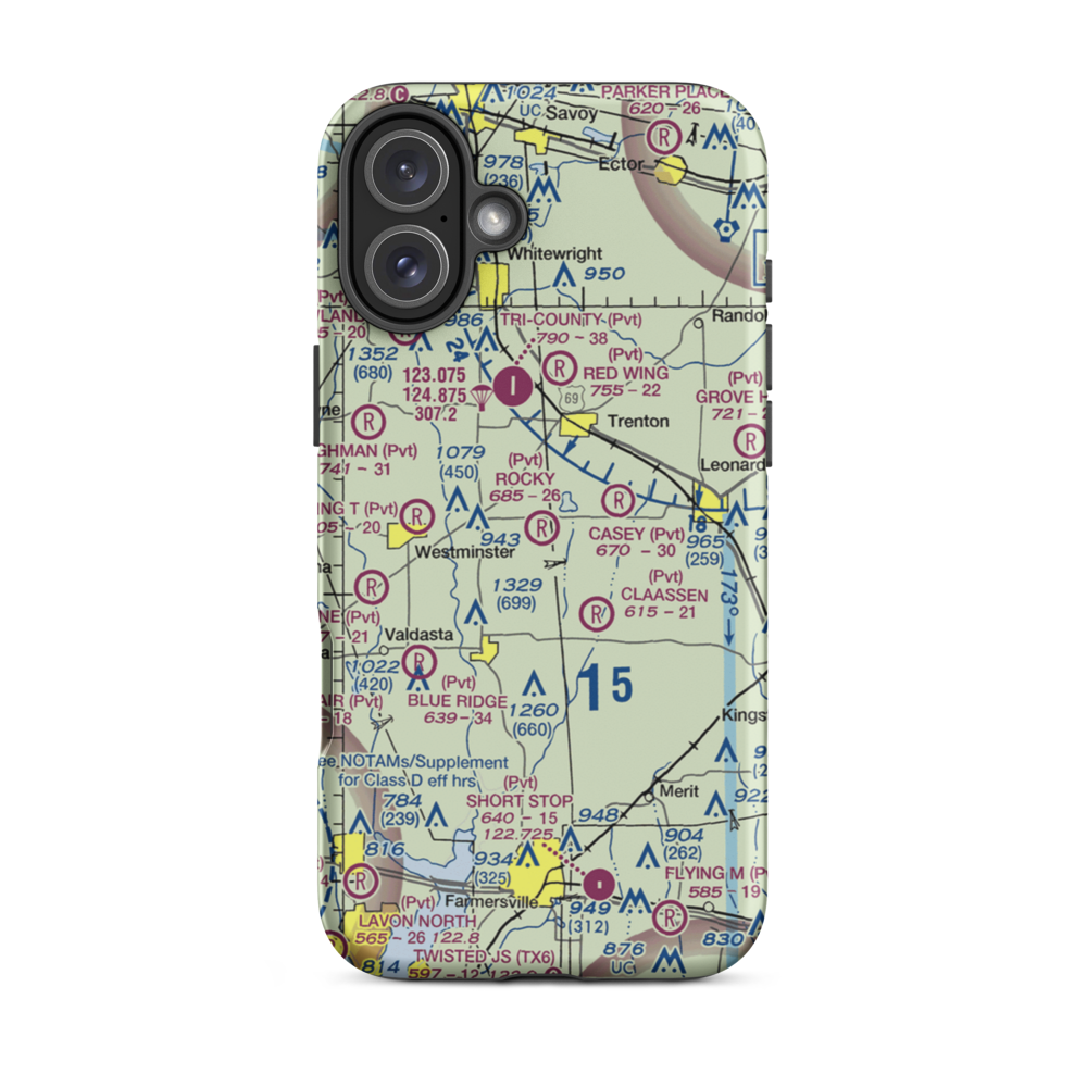 Rockys Place Airport (6TA2) VFR Sectional  Tough iPhone Case iPhone 16 Plus model shown