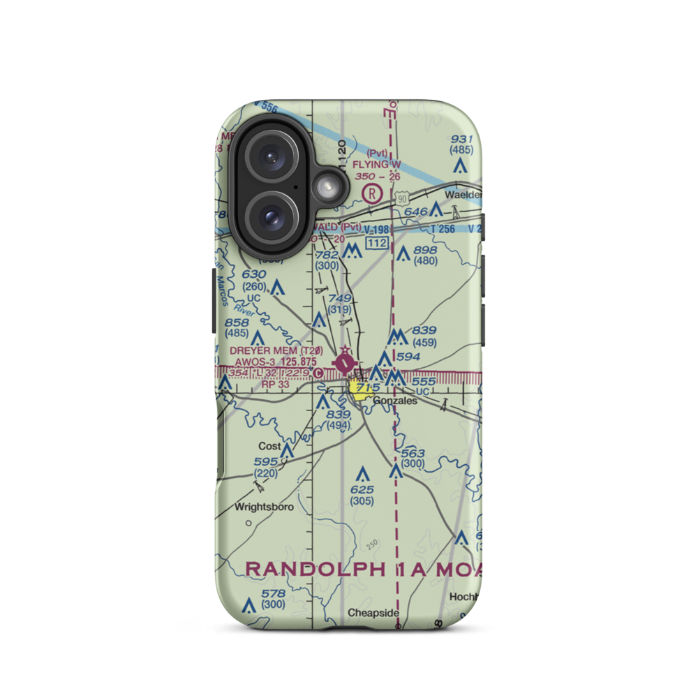 Roger M. Dreyer Memorial Airport (T20) VFR Sectional  Tough iPhone Case iPhone 16 model shown