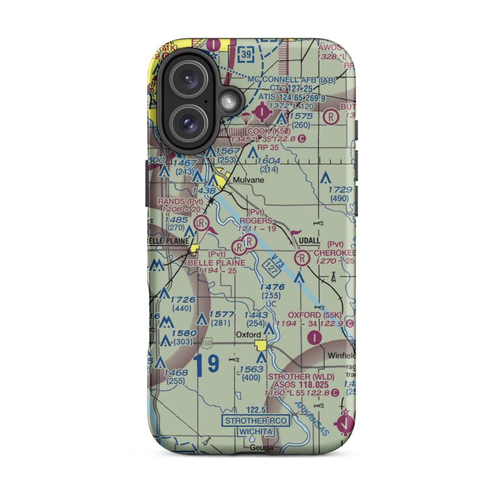 Rogers Airport (3KS3) VFR Sectional  Tough iPhone Case iPhone 16 Plus model shown