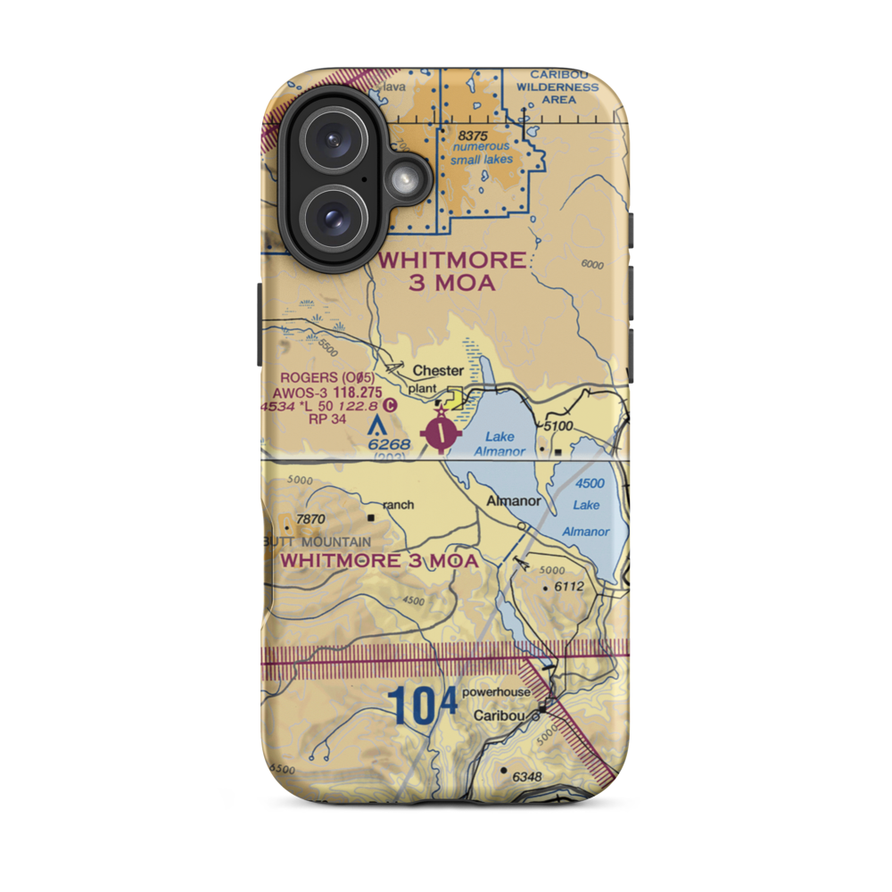 Rogers Field (O05) VFR Sectional  Tough iPhone Case iPhone 16 Plus model shown