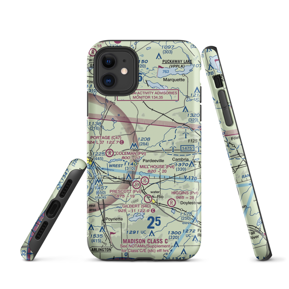 Rohde's Airport (US-0129) VFR Sectional  Tough iPhone Case iPhone 11 model shown