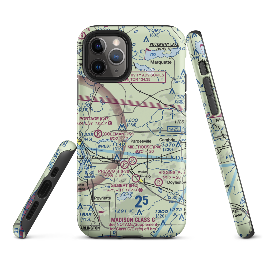 Rohde's Airport (US-0129) VFR Sectional  Tough iPhone Case iPhone 11 Pro model shown