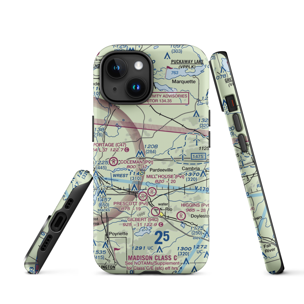 Rohde's Airport (US-0129) VFR Sectional  Tough iPhone Case iPhone 15 model shown