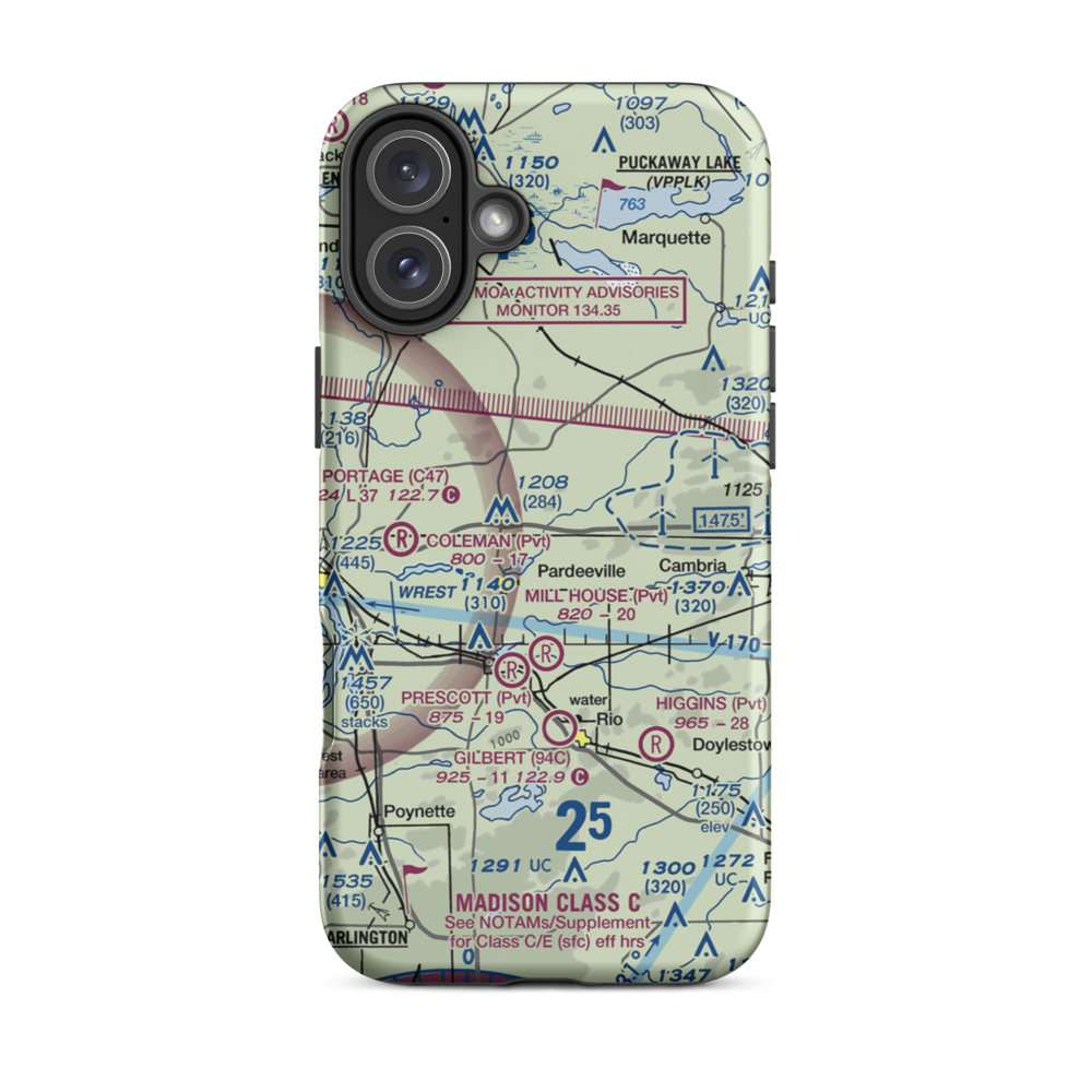 Rohde's Airport (US-0129) VFR Sectional  Tough iPhone Case iPhone 16 Plus model shown