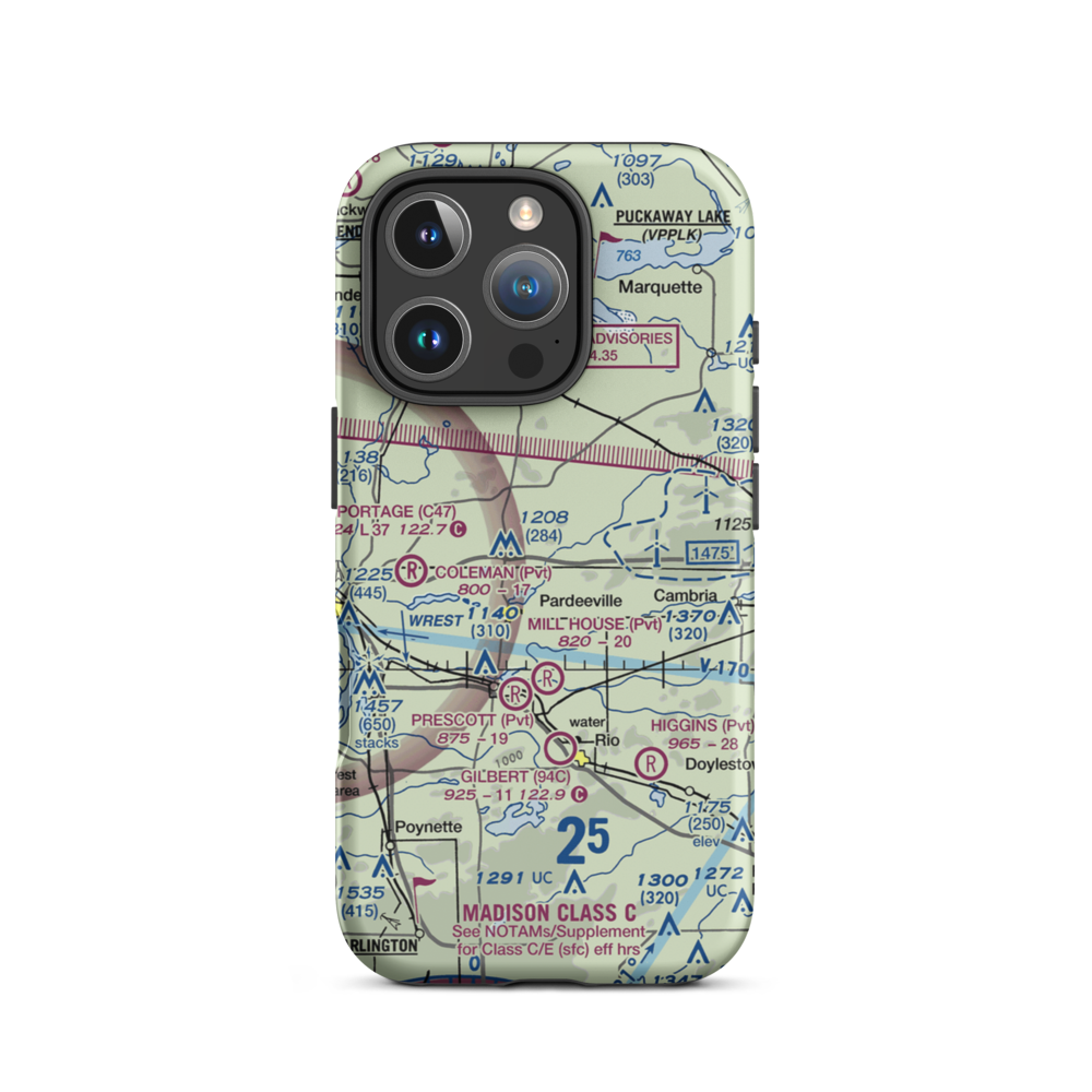 Rohde's Airport (US-0129) VFR Sectional  Tough iPhone Case iPhone 16 Pro model shown
