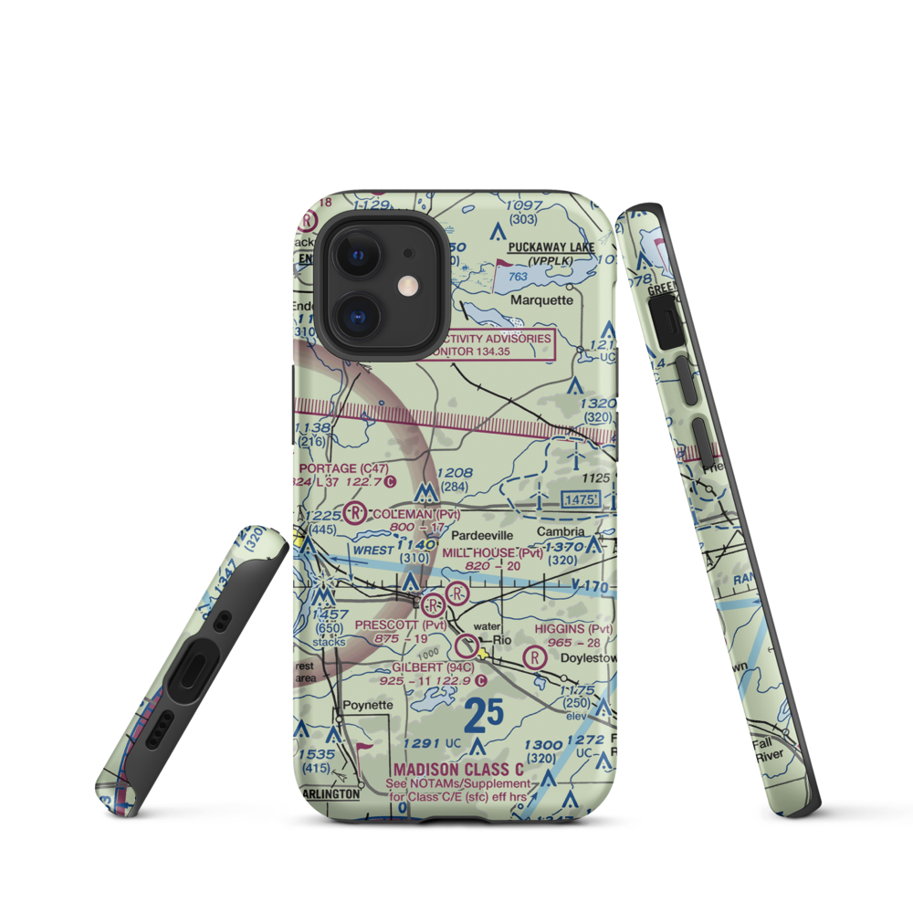 Rohde's Airport (US-0129) VFR Sectional  Tough iPhone Case iPhone 12 mini model shown