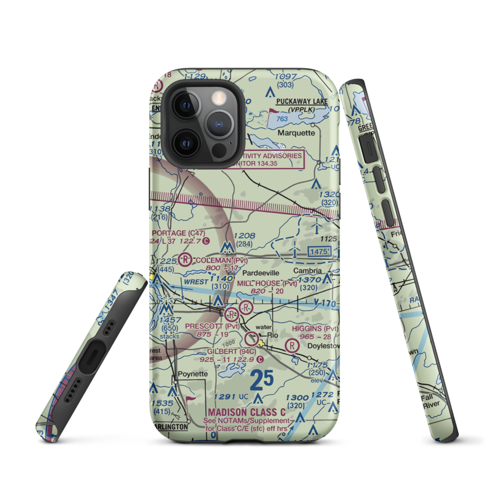 Rohde's Airport (US-0129) VFR Sectional  Tough iPhone Case iPhone 12 Pro model shown