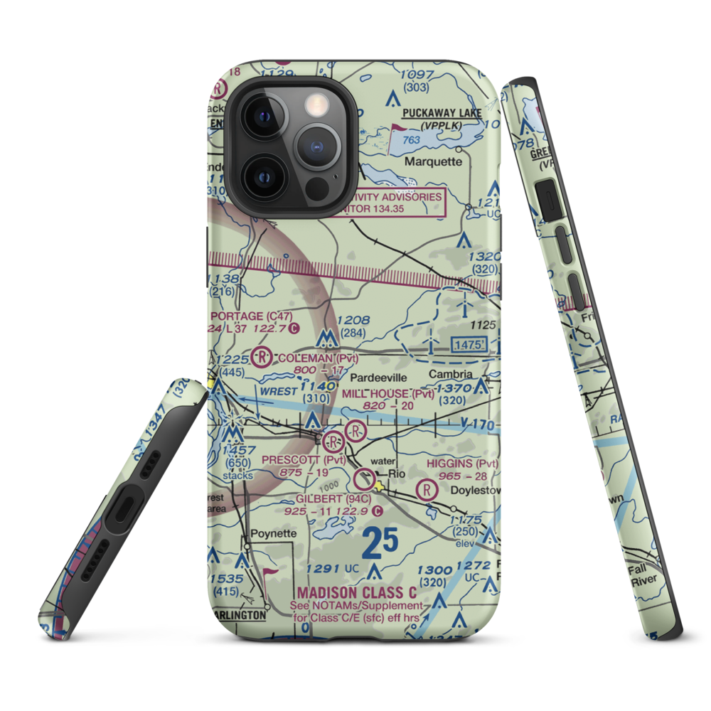 Rohde's Airport (US-0129) VFR Sectional  Tough iPhone Case iPhone 12 Pro Max model shown