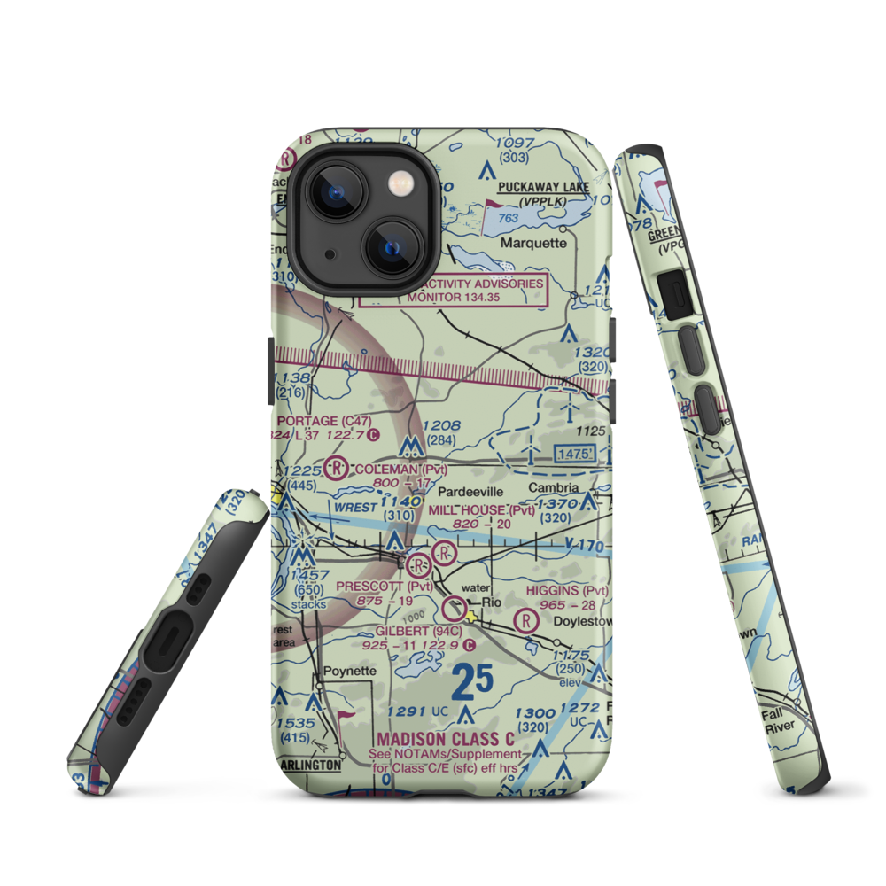 Rohde's Airport (US-0129) VFR Sectional  Tough iPhone Case iPhone 13 model shown