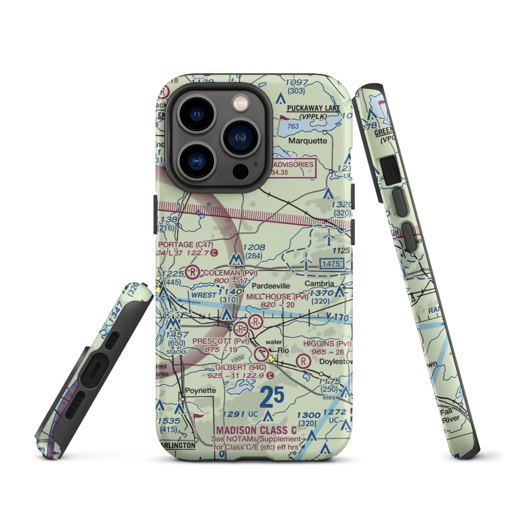Rohde's Airport (US-0129) VFR Sectional  Tough iPhone Case iPhone 13 Pro model shown