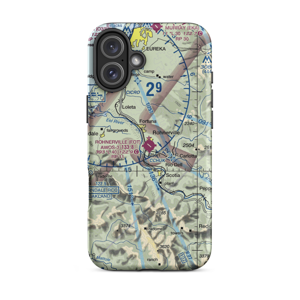 Rohnerville Airport (FOT) VFR Sectional  Tough iPhone Case iPhone 16 Plus model shown