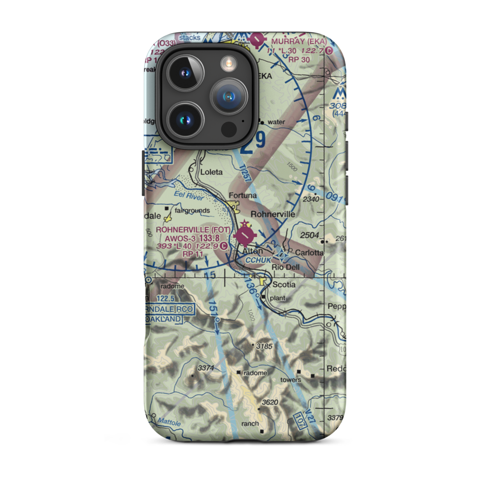 Rohnerville Airport (FOT) VFR Sectional  Tough iPhone Case iPhone 16 Pro Max model shown