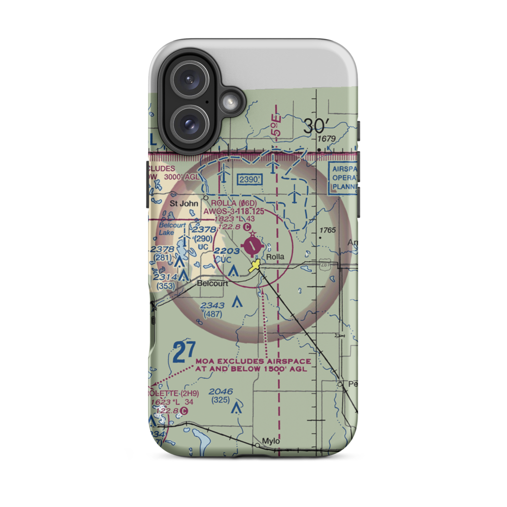 Rolla Municipal Airport (06D) VFR Sectional  Tough iPhone Case iPhone 16 Plus model shown