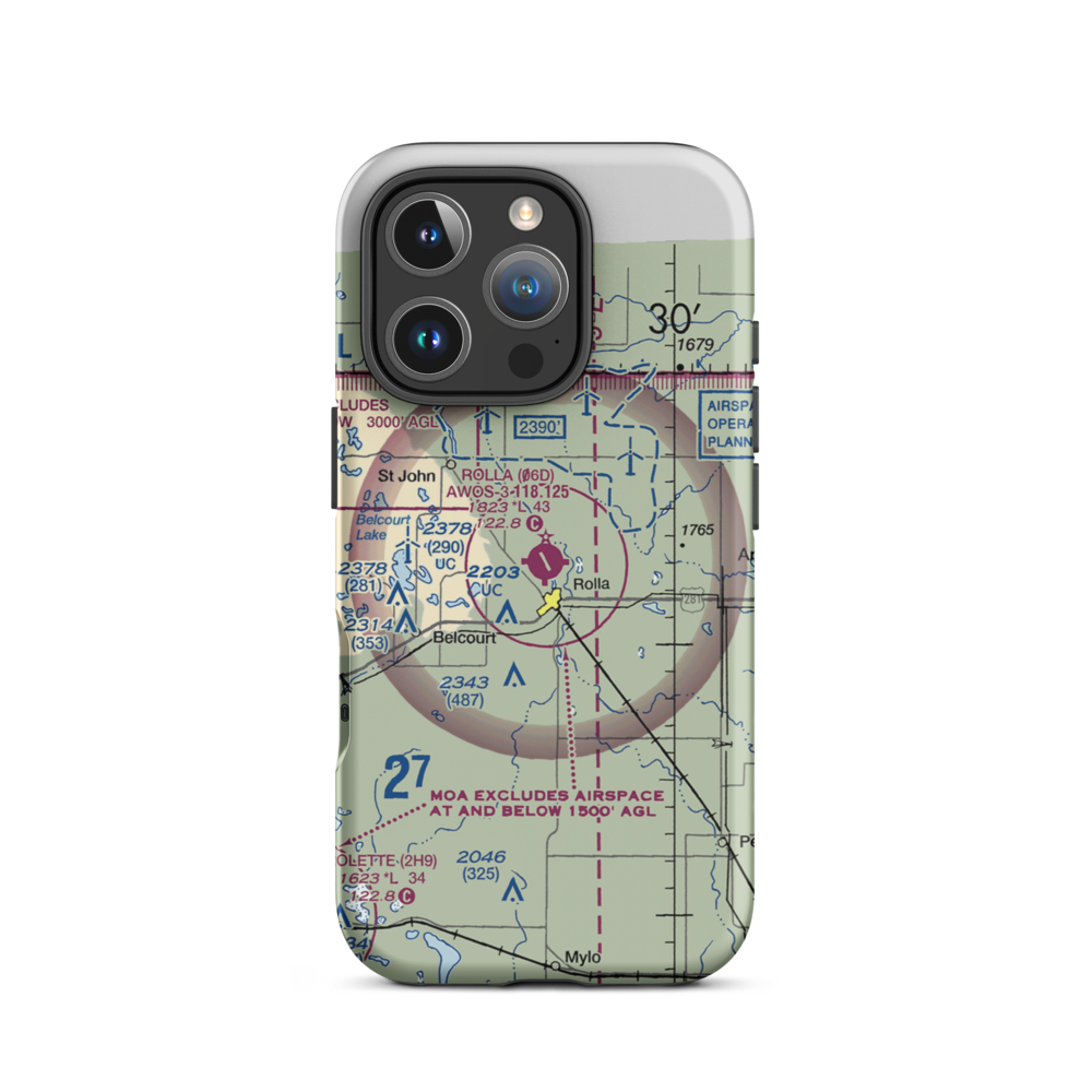 Rolla Municipal Airport (06D) VFR Sectional  Tough iPhone Case iPhone 16 Pro model shown