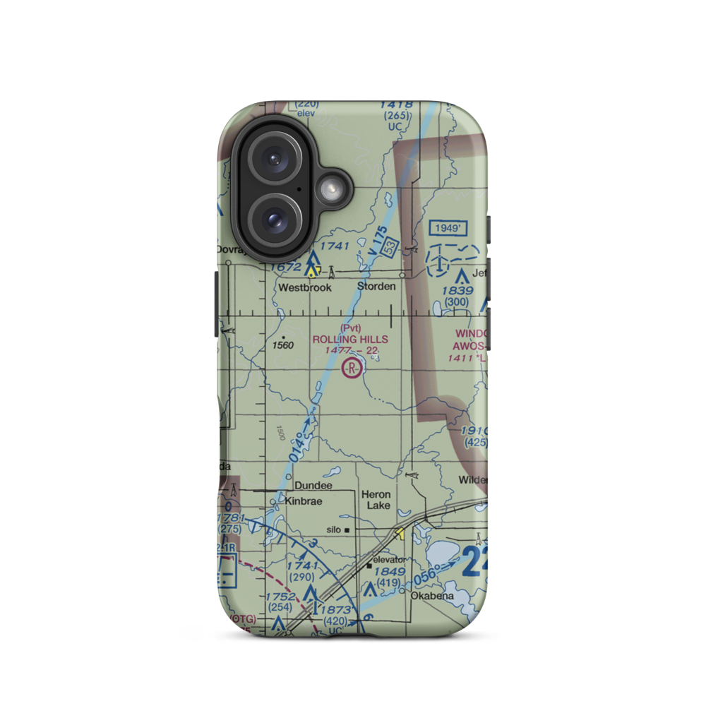 Rolling Hills Airport (3MN4) VFR Sectional  Tough iPhone Case iPhone 16 model shown