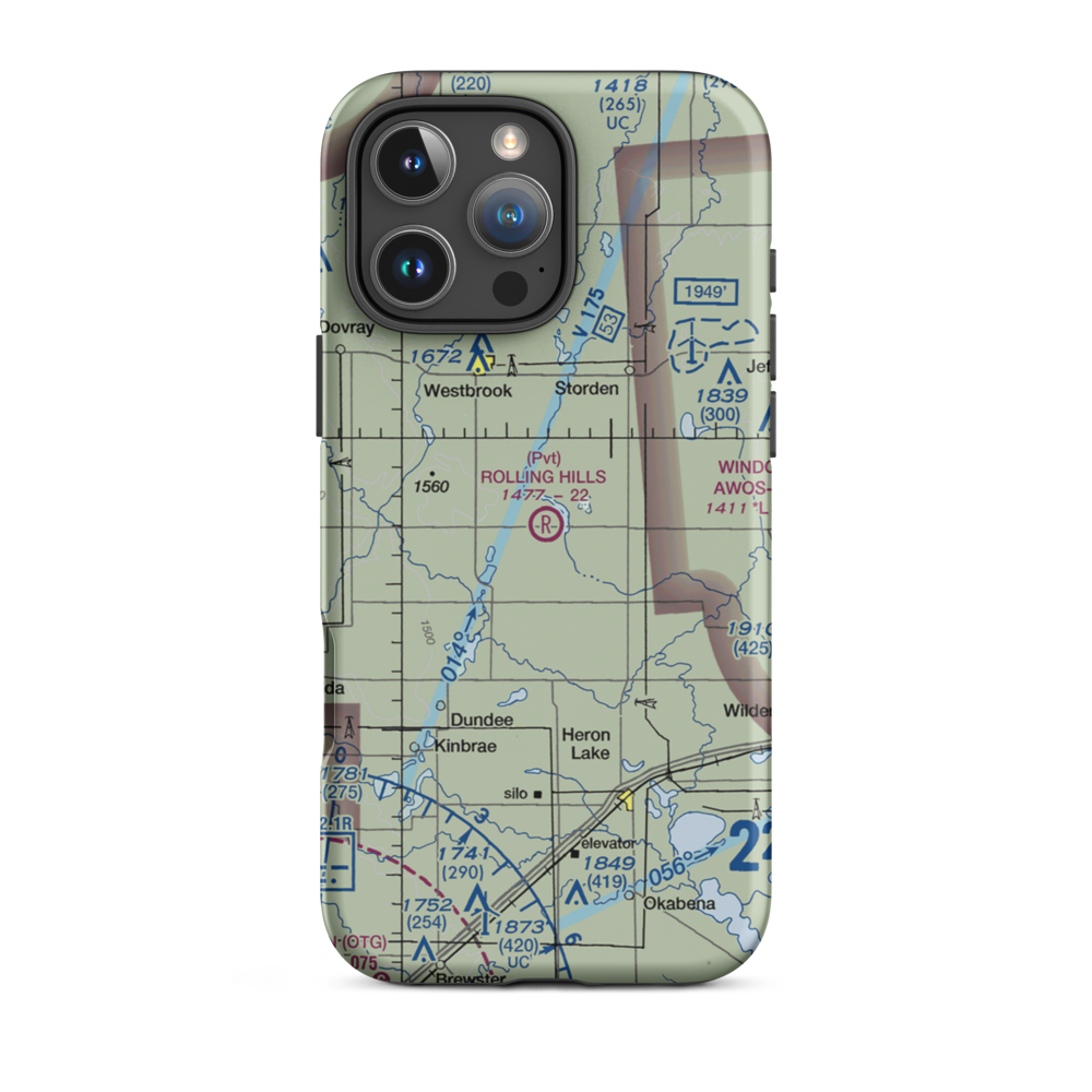 Rolling Hills Airport (3MN4) VFR Sectional  Tough iPhone Case iPhone 16 Pro Max model shown